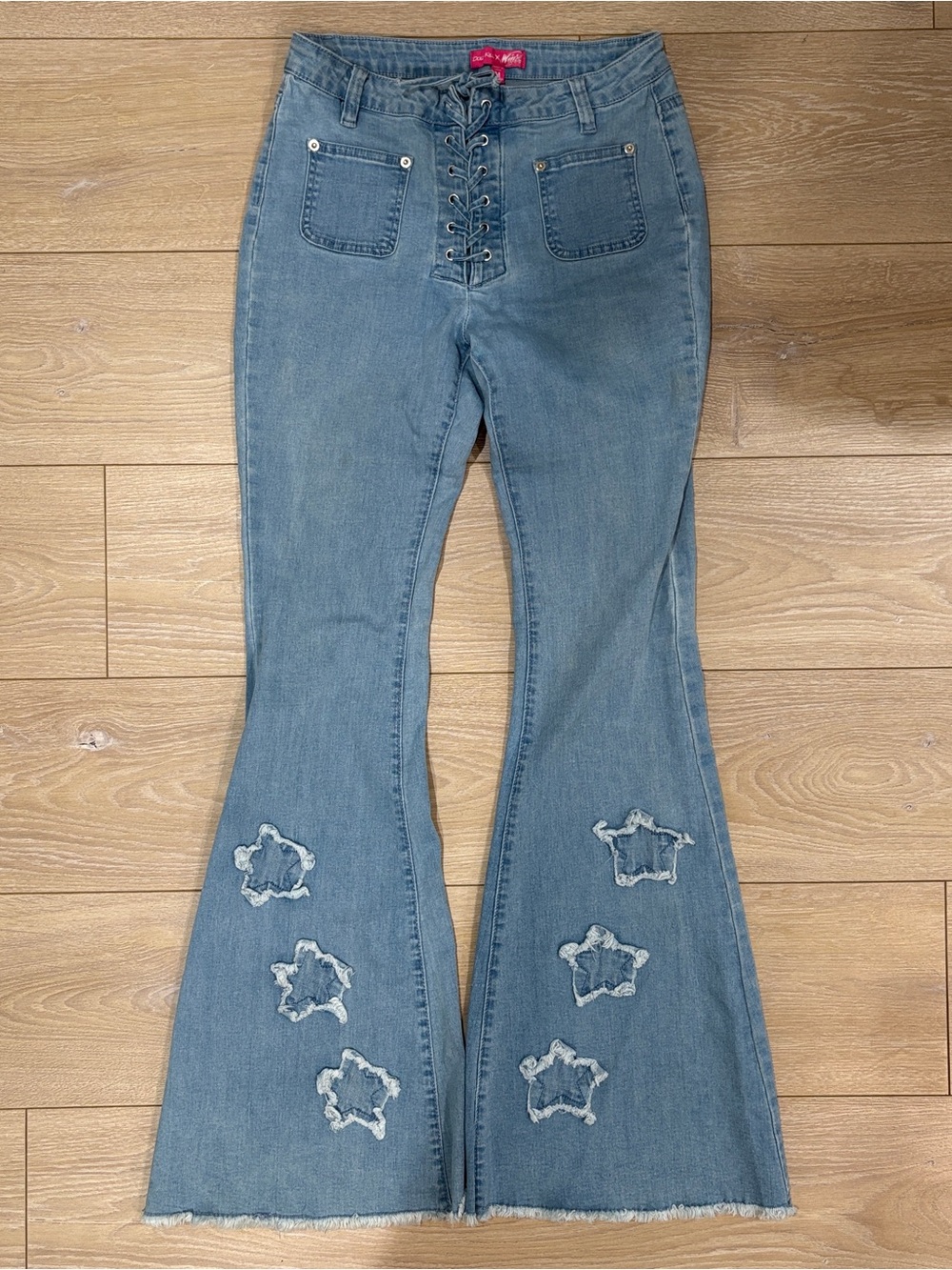 Dolls Kill x Winx Club Lace Up Stars Of Bliss Flare Jeans Size M - Picture 2 of 13